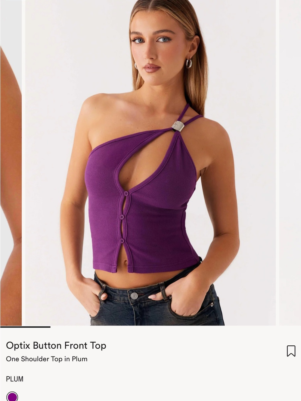 Peppermayo Plum One-Shoulder Button-Front Tank